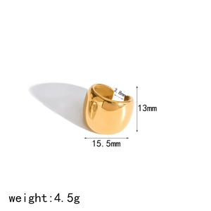 Detailed measurement view of 18k gold plated stainless steel ear cuff weighing 4.5g