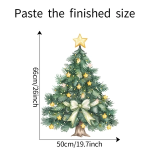 Christmas tree wall sticker dimensions 50x66cm with yellow stars and bows decor