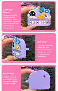 Detailed views of astronaut mini piano keychain toy with numbered press buttons
