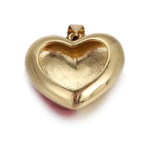 Pendentif coeur en métal doré poli avec intérieur texturé pour la création de bijoux DIY