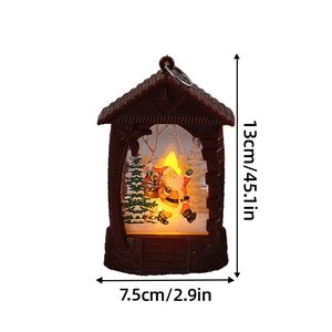 Lanterna di Natale retrò con statuetta di Babbo Natale e calda luce a LED