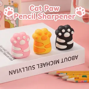 Cute Cat Paw Pencil Sharpener Mini Manual Portable Sharpener Tool For Kids Students School Office Supplies Plastic
