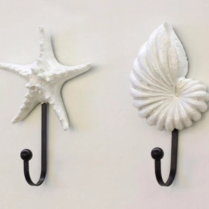 Ganchos de pared de resina con forma de concha y estrella de mar para entrada