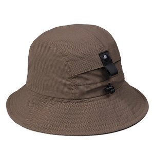 Chapeau bob marron foncé séchage rapide pour queue de cheval en tissu ripstop anti-déchirure