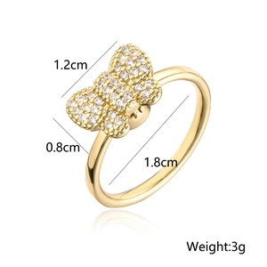Detail view of 18K gold plated butterfly ring with dimensions and weight info