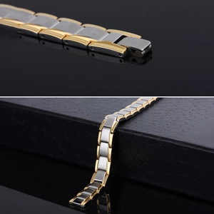 Business style two-tone stainless steel magnetic bracelet in gold and silver for men
