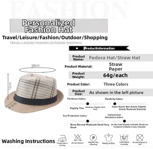 Tabella taglie dettagliata per cappello di paglia con misure, materiali e cura del capo