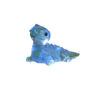 Cute blue luminous resin lizard figurine for garden DIY decor and micro landscape