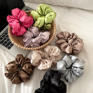 Chouchous En Satin De Satin Grands Élastiques À Cheveux Couleur Unie Pour Femmes Filles Accessoires De Coiffure Élégants