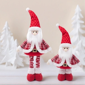 Festliche Weihnachtsfiguren als Weihnachtsmann Stoffpuppen mit Teleskopbeinen für Deko