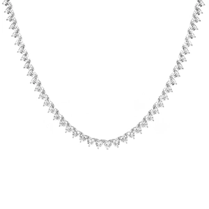 Elegant 18k white gold finish heart-shaped zircon tennis necklace on white background