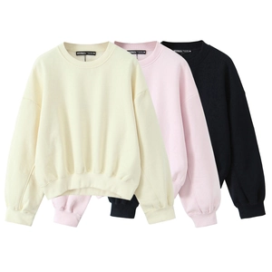 Felpa Da Donna Con Girocollo E Maniche Lunghe Tinta Unita In Morbida Maglia Di Pile Pullover Top Casual