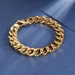 Bracelet gourmette classique en or pour hommes en acier inoxydable poli avec fermoir