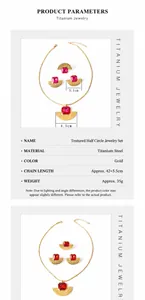 Detailed size parameters of vintage gold fan-shaped necklace and earrings jewelry set