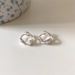 Elegant 925 sterling silver hoop earrings with a unique twisted braided design for women