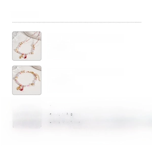 Detailed infographic showing shell and pearl bead jewelry set dimensions and materials