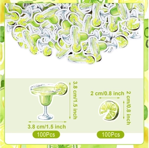 Confettis de table citron et verre à margarita pour fête avec mesures précises
