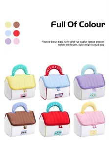 Set di sei trousse per trucco plissettate a bolle colorate con manico superiore