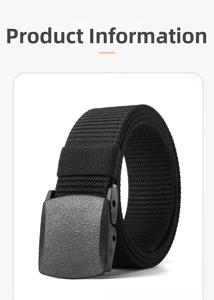 Detail view of the durable black nylon tactical belt texture and plastic buckle