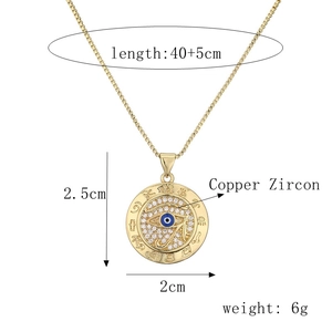 Dettagli della collana occhio del male placcata oro con dimensioni, peso e materiale rame