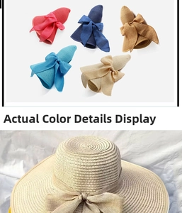 Dettaglio di cinque cappelli di paglia colorati e primo piano della trama intrecciata