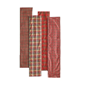Plaid Christmas table runners in four festive patterns for Nordic style holiday decor