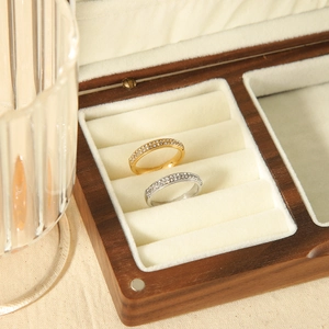 18K gold and silver stainless steel rings set with micro-pave cubic zirconia crystals