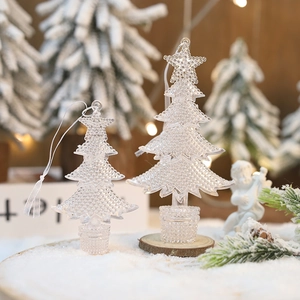 Transparent Christmas Tree Ornament Plastic Snowflake Star Elk Angel Icicle Pendant For Festive Home Decor Party Decoration