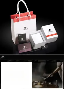 Premium quartz watch gift set with box, international warranty card, and brand tag