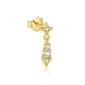 Detailed view of S925 sterling silver gold stud with zirconia and engraved certification