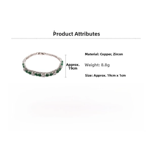 Detail view of zircon bracelet with 8.8g weight and 19cm length measurements