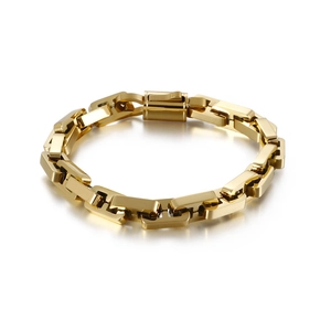 Men Chain Bracelet Titanium Stainless Steel Hip Hop Geometric Link Heavy Industrial Punk Style Jewelry For Him