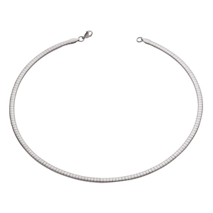 Sleek silver stainless steel omega snake chain necklace with secure lobster clasp