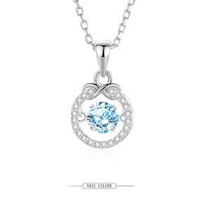 Collana In Argento Sterling 925 Cuore Infinito Pietra Danzante Per Donna Con Zircone Moissanite Gioielli Di Moda