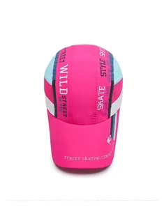 Top view of pink breathable quick-dry sports cap with wild skate street art prints