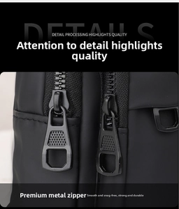 Detailed close-up showing smooth dual zippers and matte black hardware on the bag