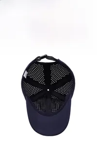 Detailed interior of a quick-dry baseball cap showing breathable mesh and adjustable strap