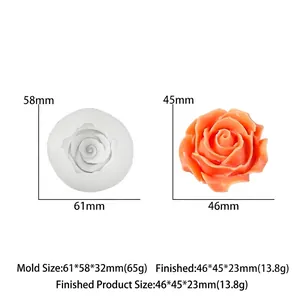 Dettaglio dello stampo in silicone a rosa con misure per creazioni in resina e sapone