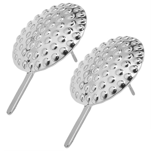 Macro detail of 304 stainless steel earrings with golf ball textured spherical design