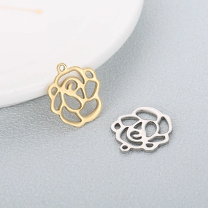 Pendentifs rose évidés en acier inoxydable doré et argenté pour bijoux DIY et boucles