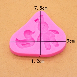 Stampo in silicone rosa con coniglio e anatra per decorazioni di dolci e fai da te