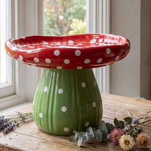 Handcrafted red polka dot mushroom decorative resin mold tray for DIY home crafts