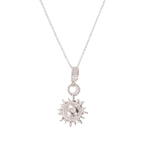 Elegant silver sun pendant necklace with sparkling cubic zirconia on a fine chain