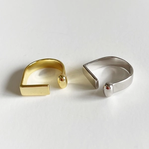 Minimalist 925 sterling silver D-shaped open rings in gold and silver finishes
