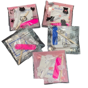 5-piece kids nail care kit featuring alcohol prep pads, file, and stick in cartoon packaging