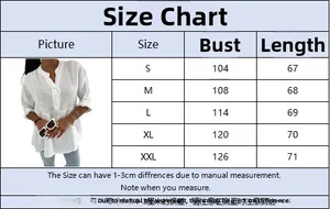 Size chart showing bust and length measurements for V-neck casual lace blouse