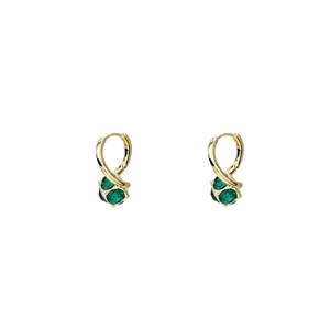 Elegant gold earrings with sparkling green faceted gemstones and vintage hoop design