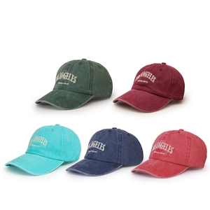 Vintage LOS ANGELES embroidered washed cotton baseball caps in five assorted retro colors