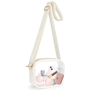 Clear Crossbody Bag Transparent PVC Stadium Approved Adjustable Strap Waterproof Shoulder Purse For Women Travel Concert