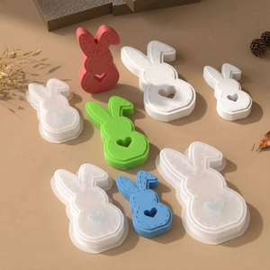 Multicolor heart rabbit silicone molds in various sizes for DIY candle resin casting